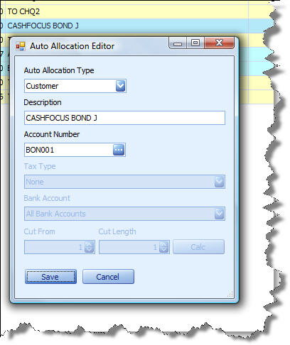 Auto Allocation Editor Dialog